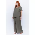 Blusa Social Botão Viscose Verde Militar - Plus Size