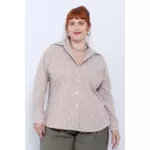 Camisa Social Algodão Fendi Listrada - Plus Size
