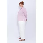 Camisa Social Algodão Listra Rosa - Plus Size