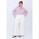 Camisa Social Algodão Listra Rosa - Plus Size