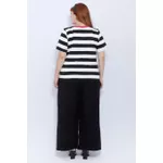 Blusa Premium Listra Preta Gola Rosa Pink - Plus Size