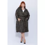 Casaco Trench Coat Xadrez - Plus Size
