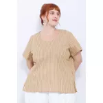 Blusa Social Botão Fendi Listrada - Plus Size