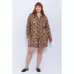 Camisa Manga Longa Viscose Estampa Onça - Plus Size