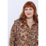 Camisa Manga Longa Viscose Estampa Onça - Plus Size