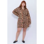 Camisa Manga Longa Viscose Estampa Onça - Plus Size