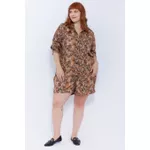 Camisa Manga Longa Viscose Estampa Onça - Plus Size