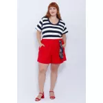 Blusa Premium Listra Azul Gola Azul - Plus Size