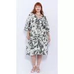 Vestido Viscose Estampa Verde Floral - Plus Size