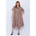 Vestido Chemise Viscose Fendi Poá - Plus Size