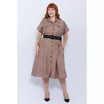 Vestido Chemise Viscose Fendi Poá - Plus Size