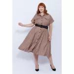 Vestido Chemise Viscose Fendi Poá - Plus Size