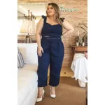 Calça Botões 2.0 Linho com Elastano Azul Marinho - Plus Size
