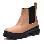 Bota Feminina Coturno Tratorado Chelsea Nude Cano Baixo Dhaffy 