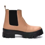 Bota Feminina Coturno Tratorado Chelsea Nude Cano Baixo Dhaffy 