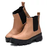 Bota Feminina Coturno Tratorado Chelsea Nude Cano Baixo Dhaffy 