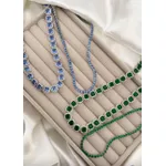 Gargantilha Riviera Cravejada com Zircônia na Pedra Fusion Esmeralda em Banho de Ródio Branco.