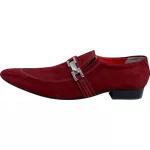 Sapato Masculino Italiano em Couro Social Executivo Vermelho Amazon Bico Fino Ref: 485 Vermelho