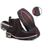 Bota Texana em Couro Nobuk solado e salto costurado RC Café