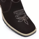 Bota Texana em Couro Nobuk solado e salto costurado RC Café