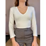 Blusa Alvy Decote V - Offwhite