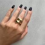 ANEL REGULÁVEL ABAULADO GR DUPLO BANHADO A OURO 