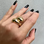 ANEL REGULÁVEL ABAULADO GR DUPLO BANHADO A OURO 