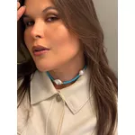 CHOKER CRISTAIS TURQUESA E PÉROLAS BARROCAS BANHADA A OURO 
