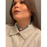 CHOKER CRISTAIS TURQUESA E PÉROLAS BARROCAS BANHADA A OURO 