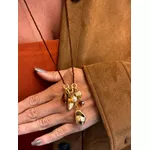 COLAR LONGO BOHO PATUÁ CRISTAIS MARRONS BANHADO A OURO