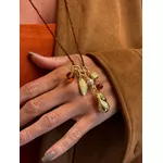 COLAR LONGO BOHO PATUÁ CRISTAIS MARRONS BANHADO A OURO