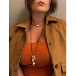 COLAR LONGO BOHO PATUÁ CRISTAIS MARRONS BANHADO A OURO