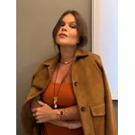 COLAR LONGO BOHO PATUÁ CRISTAIS MARRONS BANHADO A OURO