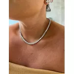 COLAR RIVIERA TRES PONTOS CRISTAL 4MM BANHADO A RÓDIO BRANCO