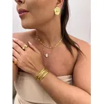 COLAR COM PINGENTE FILHA E CORAÇÃO ROSA BANHADO A OURO