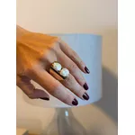 ANEL REGULÁVEL CHAPA E PÉROLAS BARROCAS BANHADO A OURO