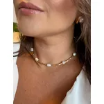 CHOKER CANUTILHOS E PÉROLAS BARROCAS BANHADA A OURO 