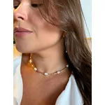 CHOKER CANUTILHOS E PÉROLAS BARROCAS BANHADA A OURO 