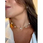 CHOKER CANUTILHOS E PÉROLAS BARROCAS BANHADA A OURO 