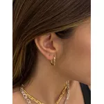 BRINCO ARGOLA RETANGULAR ORGÂNICA BANHADO A OURO 18K