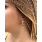 BRINCO ARGOLA OVAL ESMERALDA BANHADO A OURO 