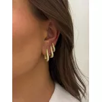TRIO DE ARGOLAS GOTA FINA CRAVEJADA BANHADO A OURO