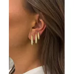 TRIO DE ARGOLAS GOTA FINA CRAVEJADA BANHADO A OURO