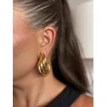 BRINCO ARGOLA TUBO MAXI QUATRO PONTAS BANHADO A OURO