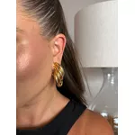 BRINCO ARGOLA TUBO MAXI QUATRO PONTAS BANHADO A OURO