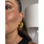 BRINCO ARGOLA TUBO MAXI QUATRO PONTAS BANHADO A OURO