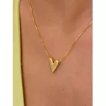 COLAR PINGENTE CORAÇÃO ACETINADO BANHADA A OURO