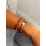 BRACELETE RESINADO MARROM LISO BANHADO A OURO 