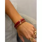 BRACELETE RESINADO MARROM LISO BANHADO A OURO 