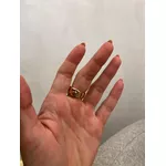 ANEL REGULÁVEL CHAPA MARTELADA BANHADO A OURO